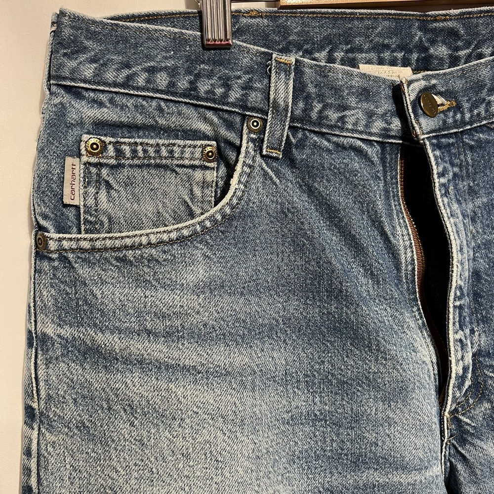 VTG Y2K‎ Carhartt B17 DST Light Washed Blue Denim Work Jeans Size 36x34 - Picture 10 of 10
